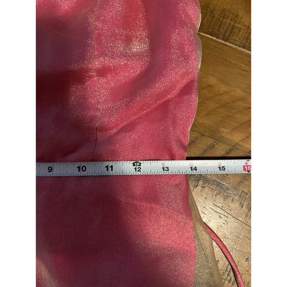 Roberta Y2K Pink Glitter Prom Gown 9/10 Rhinestone Trim Shimmer Overlay Tulle - Picture 12 of 14